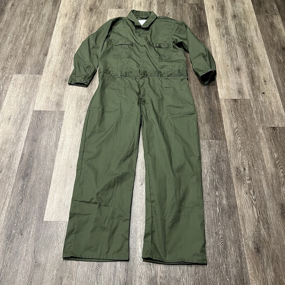 US Military Coverall Utility Men's 50R Green Poly Cotton Work Jumpsuit UNICOR